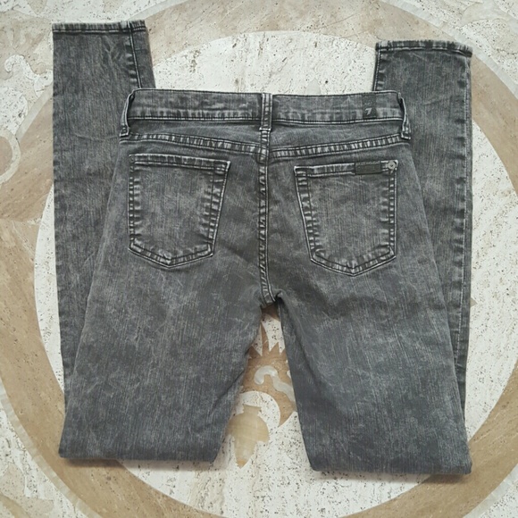 7 FAM The Skinny grey acid wash jeans - Picture 4 of 4